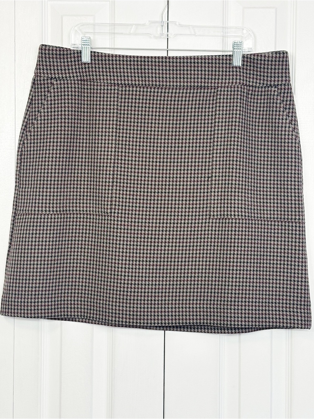 Ann Taylor Preppy Gray Multi Houndstooth Print A-Line Mini Skirt 16